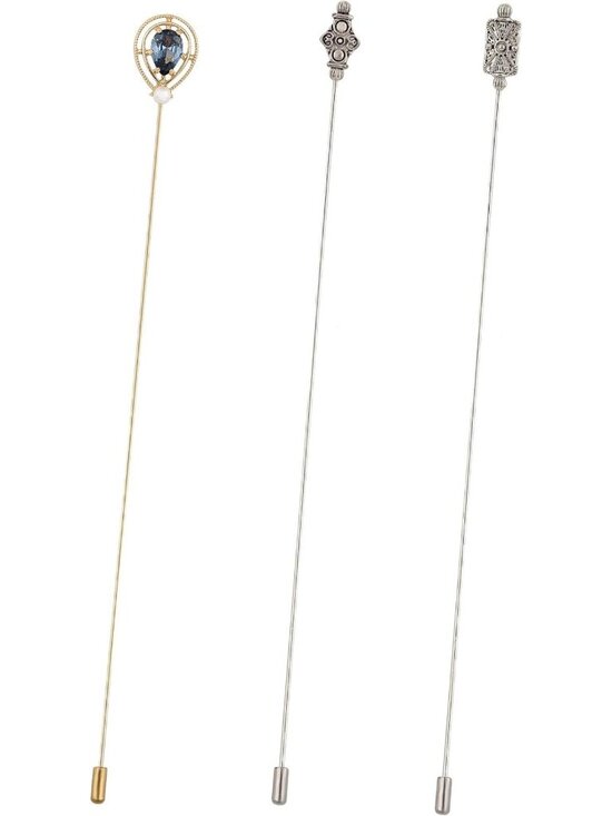 Vintage Antique Geometric Hat Pins Set for Women & Men - Classic Long Handle main image 5